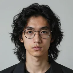 portrait of a young man, long face, black hair, curly hair, short hair, glasses, detailed, hyperrealistic, realistic, symmetrical, by artgerm, by anato finnstark, by alena aenami, by john harris, by ross tran, by wlop, by andreas rocha