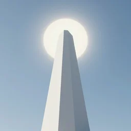 illusion tower in the back with polar sun, by wenjun lin