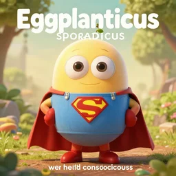 eggplanticus sporadicus the new health conscious superhero, promotional movie poster,