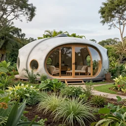 beautiful earthship home with permaculture garden