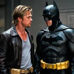 color film still, brad pitt versus batman, high quality ; fight club ( 1 9 9 9 )