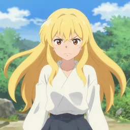 wide shot of Anime blonde angry girl, by Kyoto Animation - n9