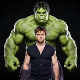 daniel radcliffe as hulk, photo from a promo shoot, studio lighting, black background