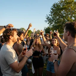 party, ultra realistic!!!, clear weather, golden hour, sharp focus