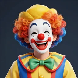 Portrait of a colorful happy joyful clown, crazy, digital art masterpiece