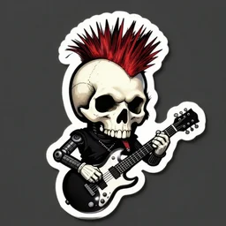 punk rock face skull mohawk rebellion bones guitar cyborg sticker!