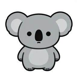 cute whatsapp emoji of a koala bear, vector, white background