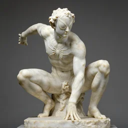 greek sculpture of spider - man in marble,