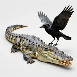 Photomorph that fuses a crocodile with a crow, realistic anatomy