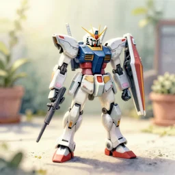 world's smallest mecha on your backyard. watercolor by award - winning mangaka, backlighting, intricate details, muted pastel palette, depth of field, painting, macro photography.