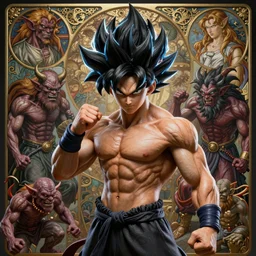 warrior girl, muscular girl, wild spiky black saiyan hair, long spiky hair, electrified hair, fistfighting demons, goblins, ultra realistic, intricate details, highly detailed, subsurface scattering, photorealistic, octane render, 8 k, art by artgerm, greg rutkowski, magali villeneuve, alphonse mucha