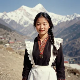 vintage_portrait_photo_of_a_stunningly beautiful_nepalese_maiden in the himalayan mountains by Annie Leibovitz