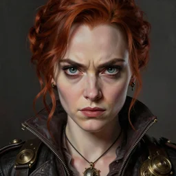 portrait painting of a dieselpunk angry bellatrix lestrange, sharp focus, award - winning, beautiful eyes, perfect eyes, trending on artstation, masterpiece, highly detailed, intricate. art by josan gonzales and moebius and deathburger
