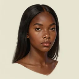A bust of a beautiful black skinned Maori girl with large lips and smooth eyebrows and straight hair, HD, illustration, epic, fantasy, intricate, elegant, amazing detail, digital painting, artstation, concept art, smooth, sharp focus, illustration, art by Turine Tran