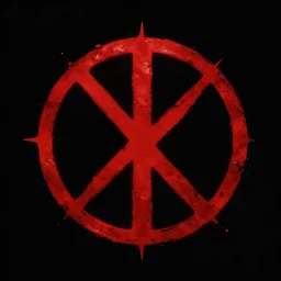 red mark of cain symbol, black background, highly detailed, concept art, artstaion