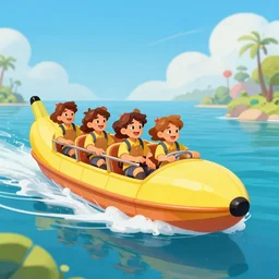 All Aboard the Banana Split Boat! Stock Image