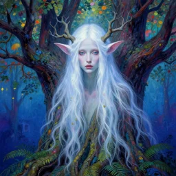 A psychedelic portrait of banshee treefolk , vibrant color scheme, highly detailed, in the style of romanticism, cinematic, artstation, Moebius, Greg rutkowski