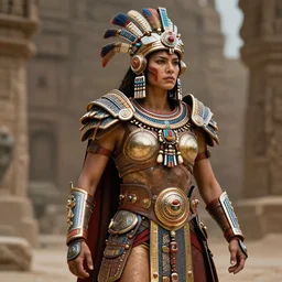 futuristic aztec warrior, highly detailed, 4 k, hdr, smooth, sharp focus, high resolution, award - winning photo, artgerm, photorealistic