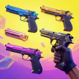 cyberpunk pistols, stylized, fortnite, 4K
