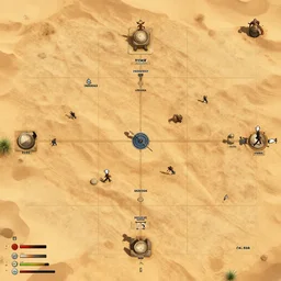 a rpg combat map for a desert encounter, no grid