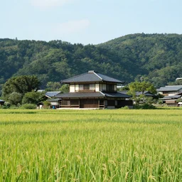 A happy landscape with a singular building in the style of kusanagai