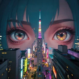 cyberpunk city, neo tokyo, social realism, view from eyes, highly detailed, vibrant colors, artstation, matte, google point of view, anime illustration, cinematic