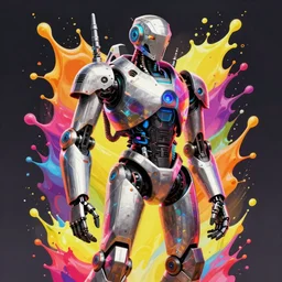 sci fi robot by josan gonzalez splash art graphic design color splash high contrasting art, fantasy, highly detailed, art by greg rutkowski