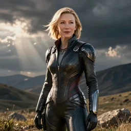 hypperrealistic photograph of cate blanchett as assari, mass effect