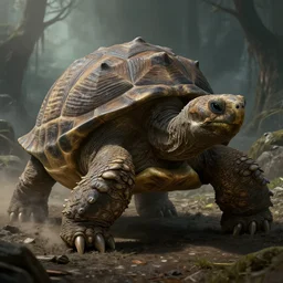 a giant tortoise with spiked shell and sharp claws being pulled below the ground, dark souls inspired, elden ring inspired, octane render, rtx, unreal engine 5, digital painting, trending on artstation, highly detailed, epic composition, 8 k uhd