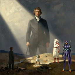 painting by sargent and leyendecker and greg hildebrandt savrasov levitan warframe evangelion genshin impact anime cartoon minimalist
