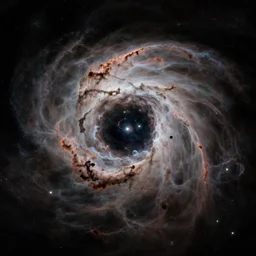 a beautiful space nebula being sucked into a black hole as seen by the hubble space telescope