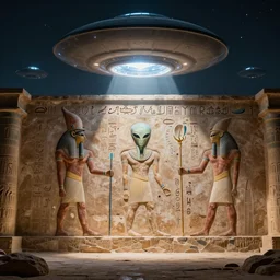 ancient egyptian wall writing with aliens and ufos