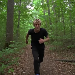 drunk justin bieber chasing you in a forest, trailcam footage