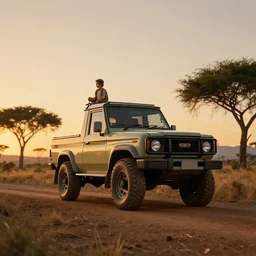 Safari scene at sunset, octane render, 8k, cinematic, hyperrealism,artstationhd