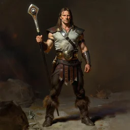 full body portrait of walter white as conan the barbarian by frank frazetta