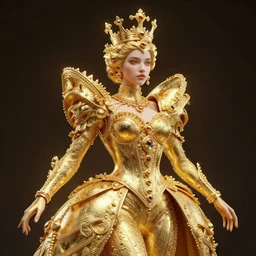 queen of gold, 4 k, intricate, jaw dropping, gorgeous, surreal, octane render