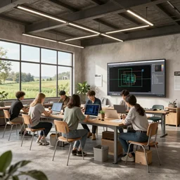rural workshop, octane render, unreal engine 5, photoshop, autocad