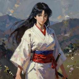 oichi from sengoku basara in the paintetly style of WLOP yasutomo oka artgerm brush stroke oil painting imagine fx artstation