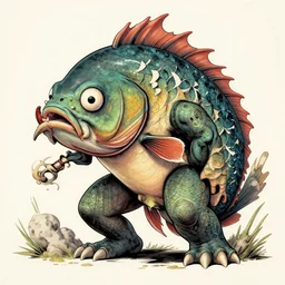 a fish monster, yusuke murata style, detailed