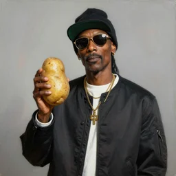 snoopdogg renaissance painting, holding a potato