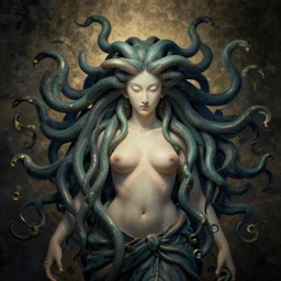 a beautiful painting lovely 3 d medusa, by ukiyo - e award - winning art dramatic light, octane render