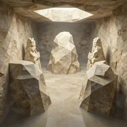 interior of ziggurat, flooded, polygonal stone structures, by peter mohrbacher dan mumford craig mullins nekro, cgsociety, pixiv, volumetric light, 3 d render
