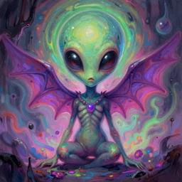 original jean giraud digital art painting pastel goth aesthetic, creepy kawaii alien, psychedelic, sabbas apterus