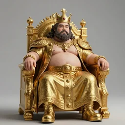 an intricate concept art, a fat king on his golden throne, hyper realistic, photo realistic, style by ivan talavera, cgsociety, hyper detailed, 8 k, octane render