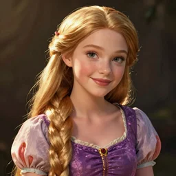 hyper realistic portrait of rapunzel from the film tangled