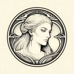 a circular vector tattoo design in an art nouveau style, and in the style of h. r. giger.
