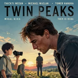 Twin Peaks poster artwork by Michael Whelan and Tomer Hanuka, Karol Bak, Rendering of Tom Cruise at his lowest point, from scene from Twin Peaks, full of details, by Makoto Shinkai and thomas kinkade, Matte painting, trending on artstation and unreal engine