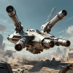 an alien spaceship with huge guns