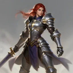 ultra realistic illustration, female knight in heroic pose, league of legends artwork