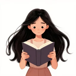 a pixar girl reading a book, long hair flowing down, symmetrical!, style of by Jordan Grimmer and greg rutkowski, crisp lines and color,